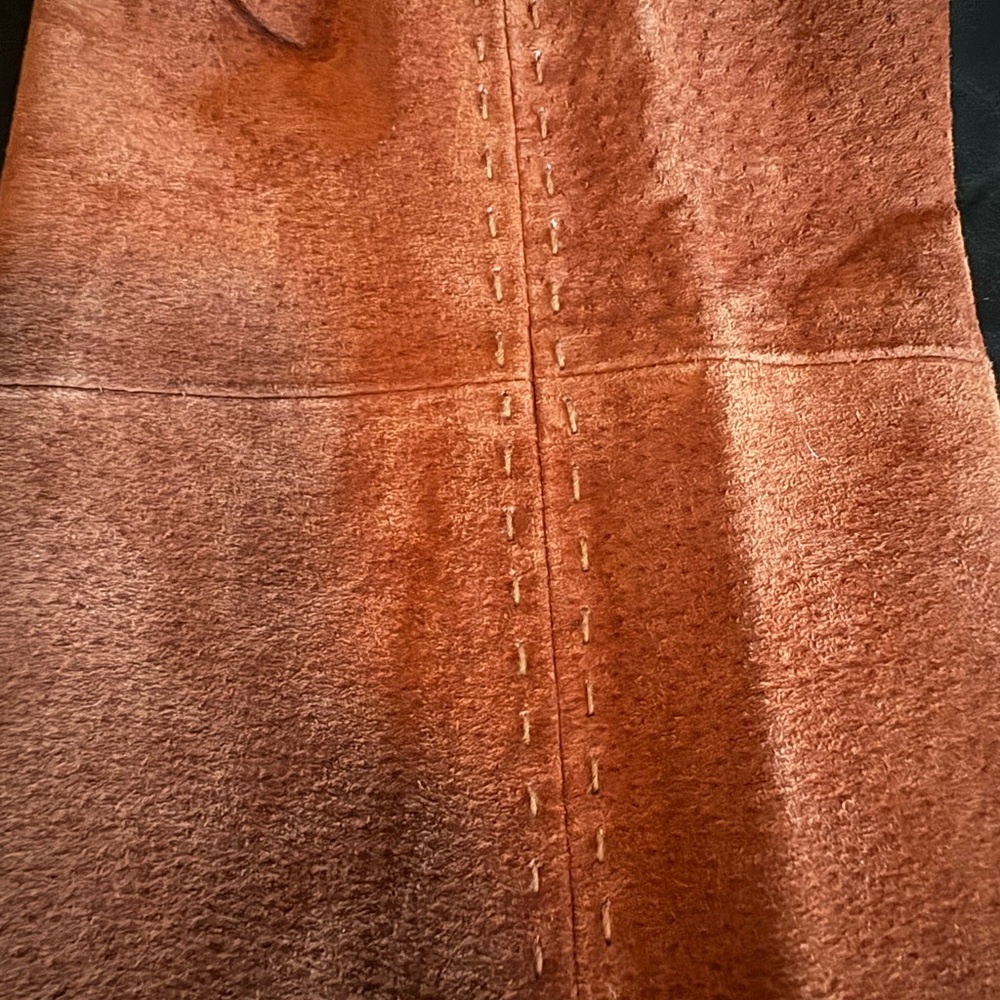 Massini Genuine Suede Bootcut Jeans, Size 8, Fully Lined Rust Color - Picture 4 of 5